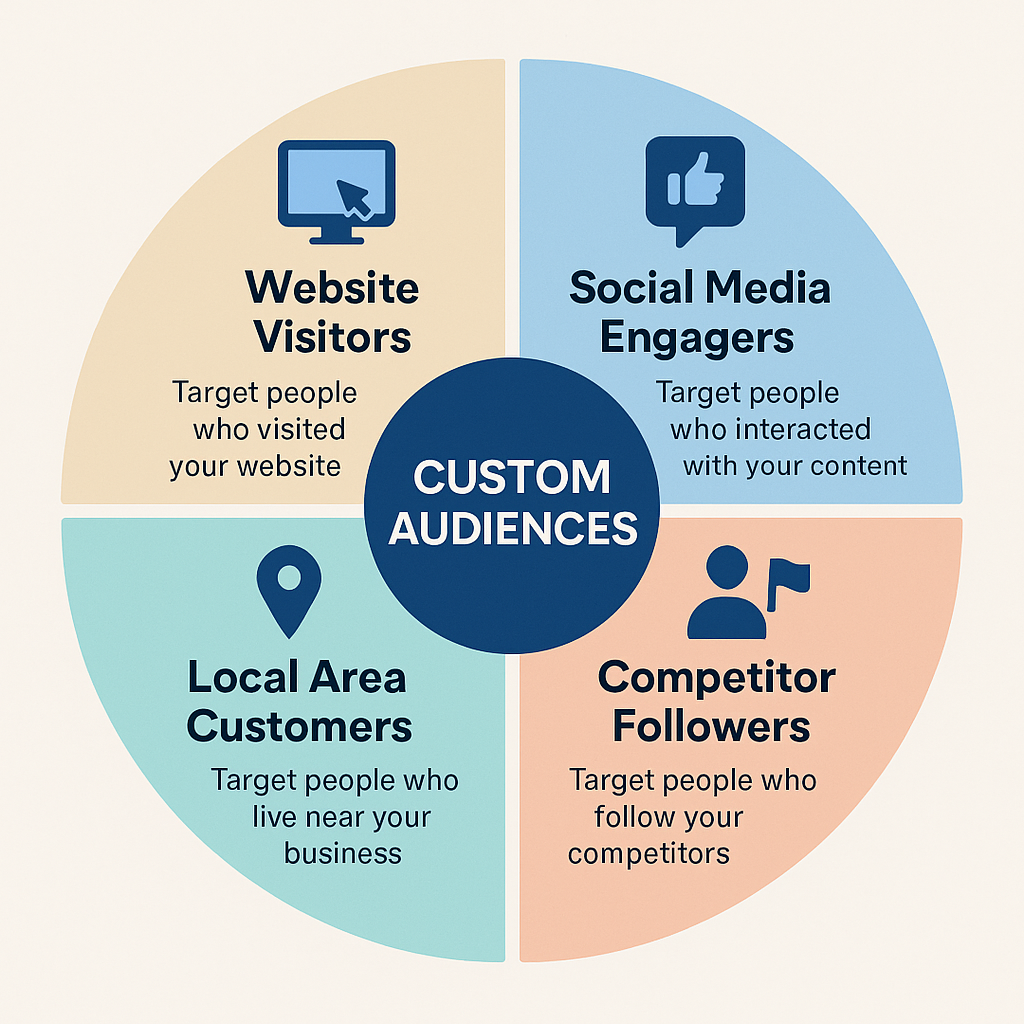 Visual breakdown of four specific Facebook audience segments small businesses can target