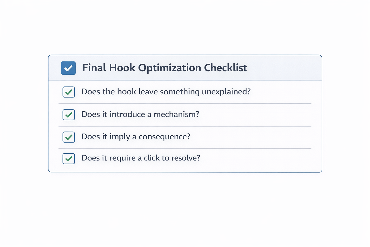 Checklist for evaluating whether an ad hook drives clicks or just engagement