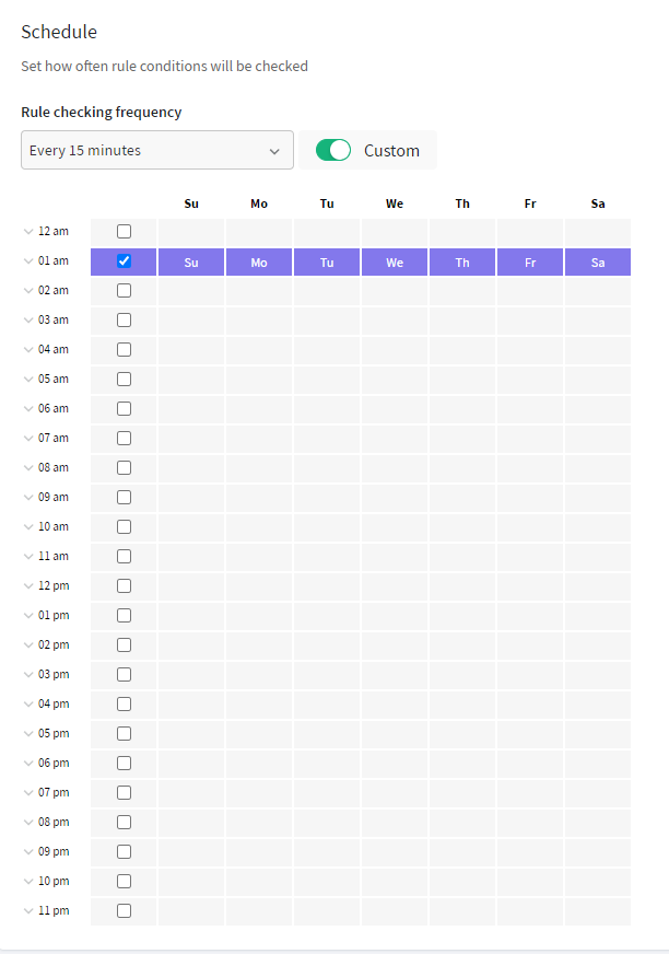 setting up a custom schedule