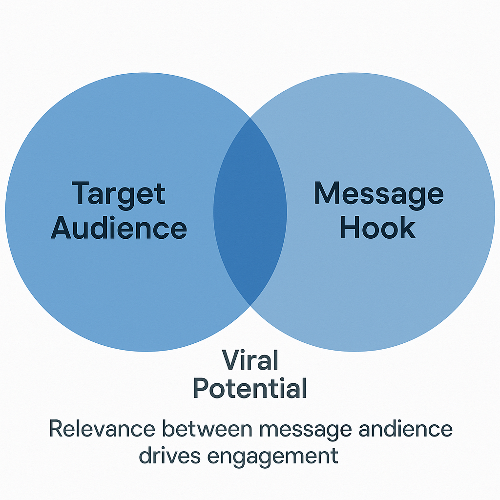 Diagram showing how message and audience alignment create viral ad potential