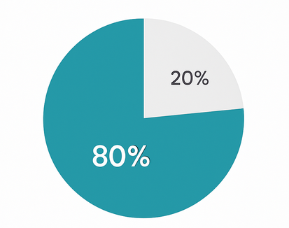 Pie chart showing 80% of shoppers researched/browsed before purchasing and 20% made impulse purchases