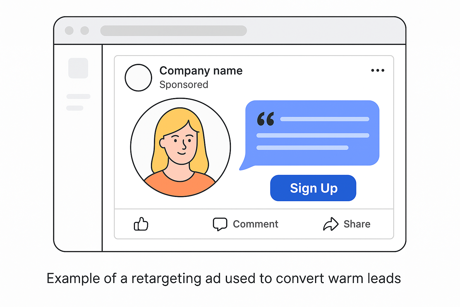 Example of a retargeting ad used to convert warm leads