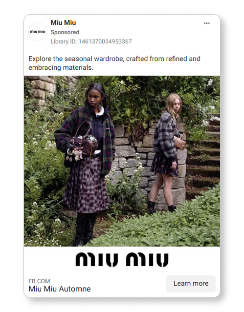 Miu Miu's Facebook ad