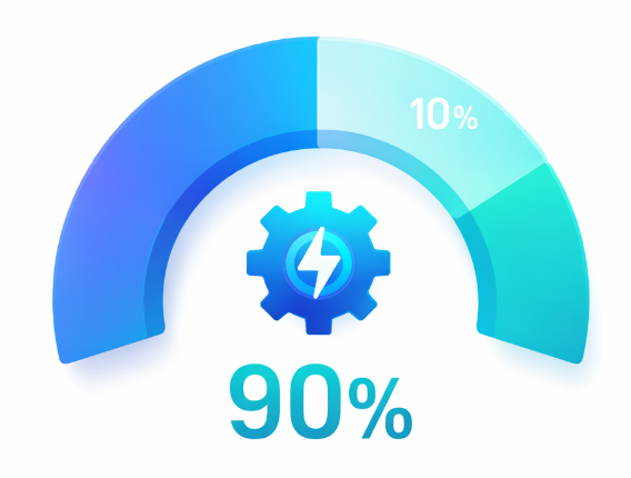 Donut chart showing 90% of ad submissions undergo automated review before any human check