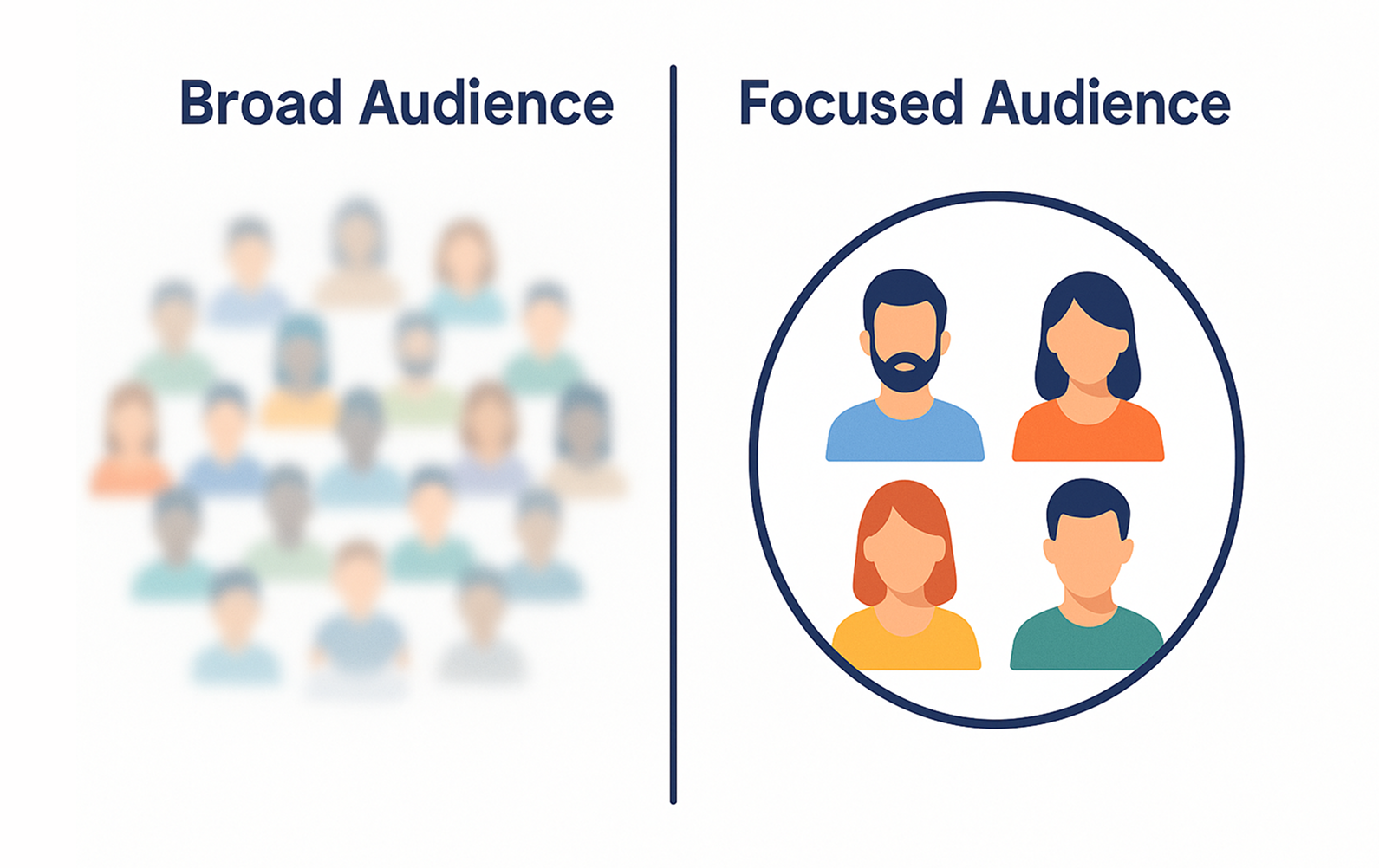 Comparison of broad vs focused audiences in ad targeting