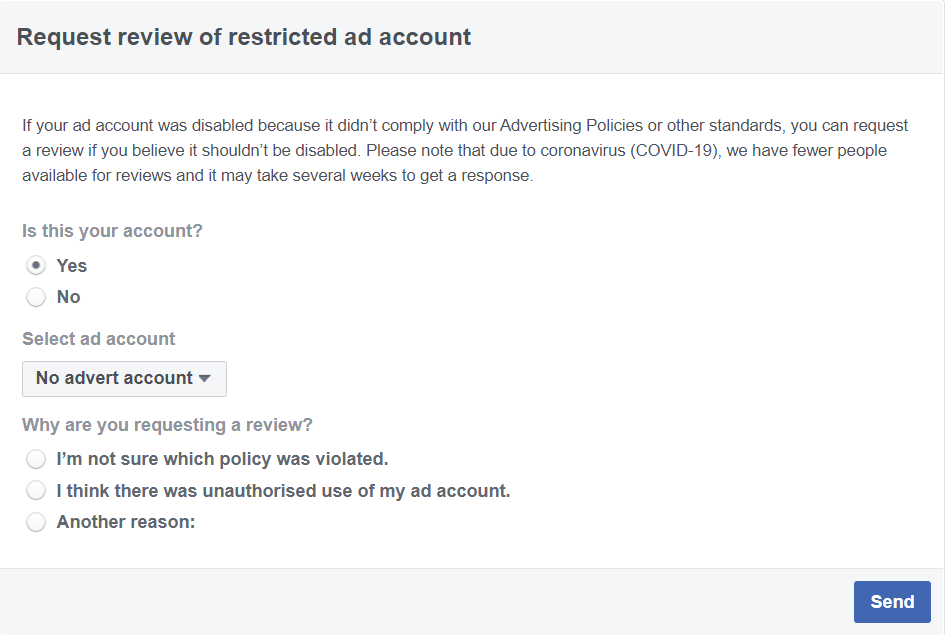 request review of disabled ad account
