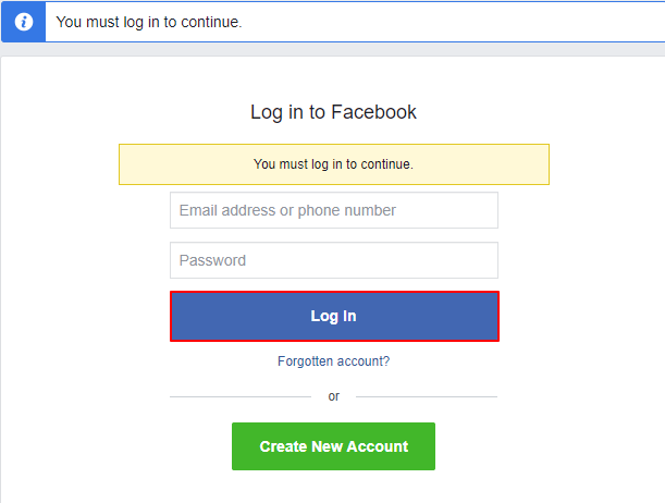 log in to facebook