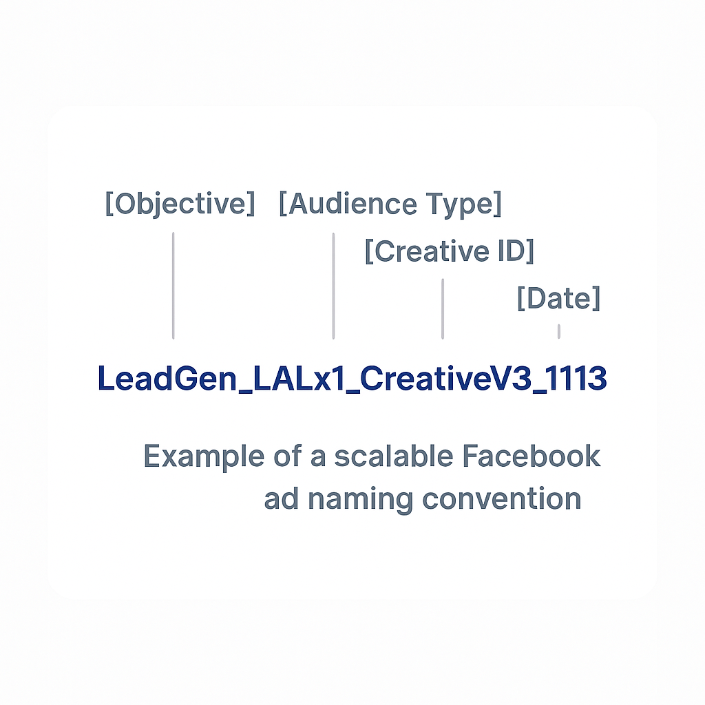 Example of a scalable Facebook ad naming convention format