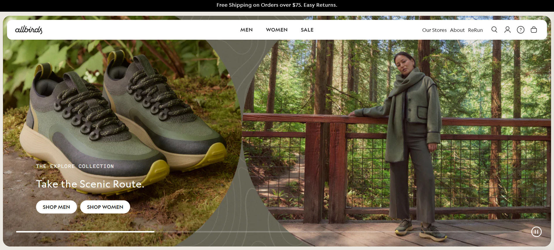 Allbirds' landing page