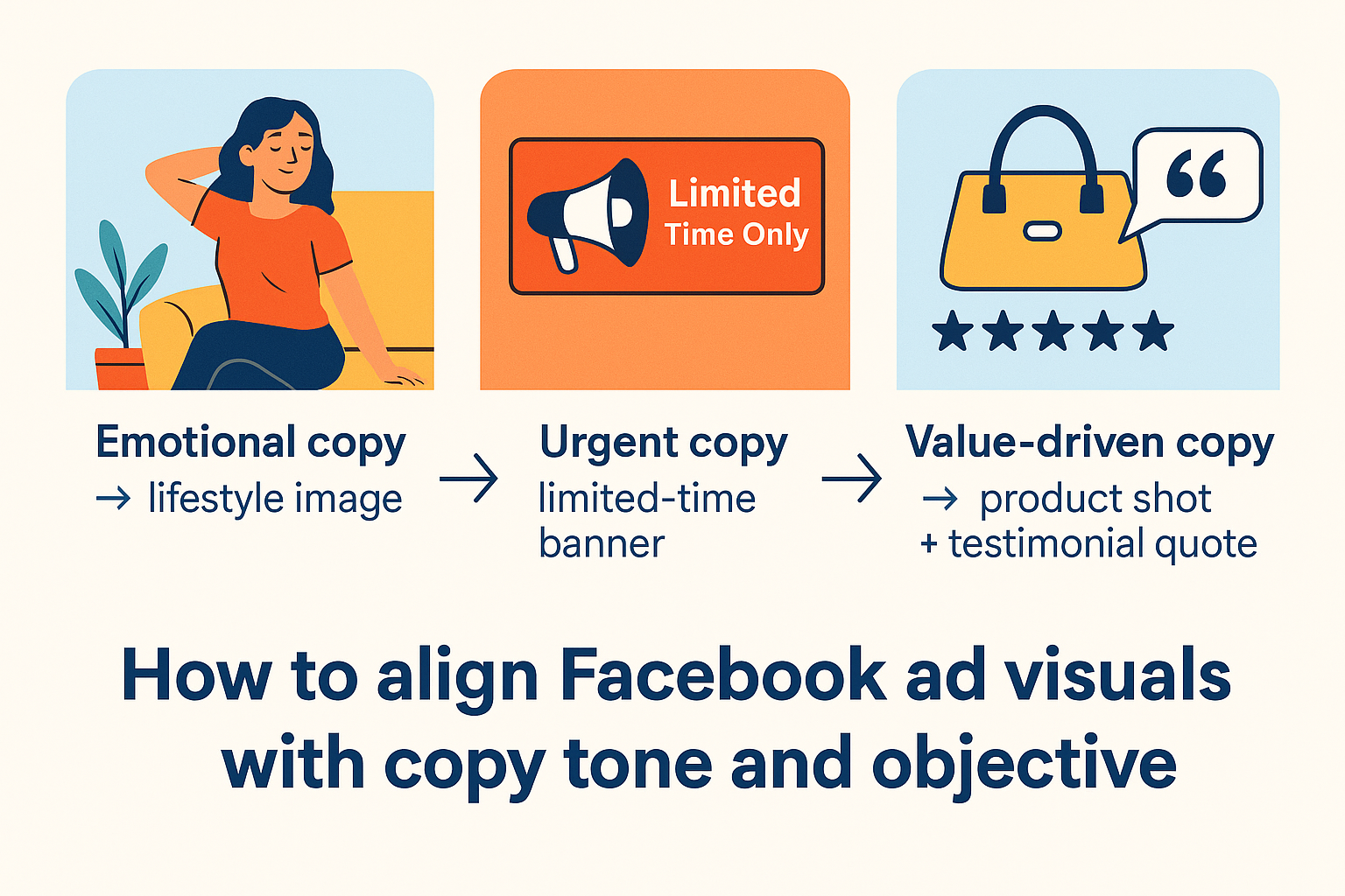 How to align Facebook ad visuals with copy tone and objective