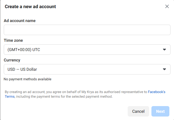 create an ad account in business manager