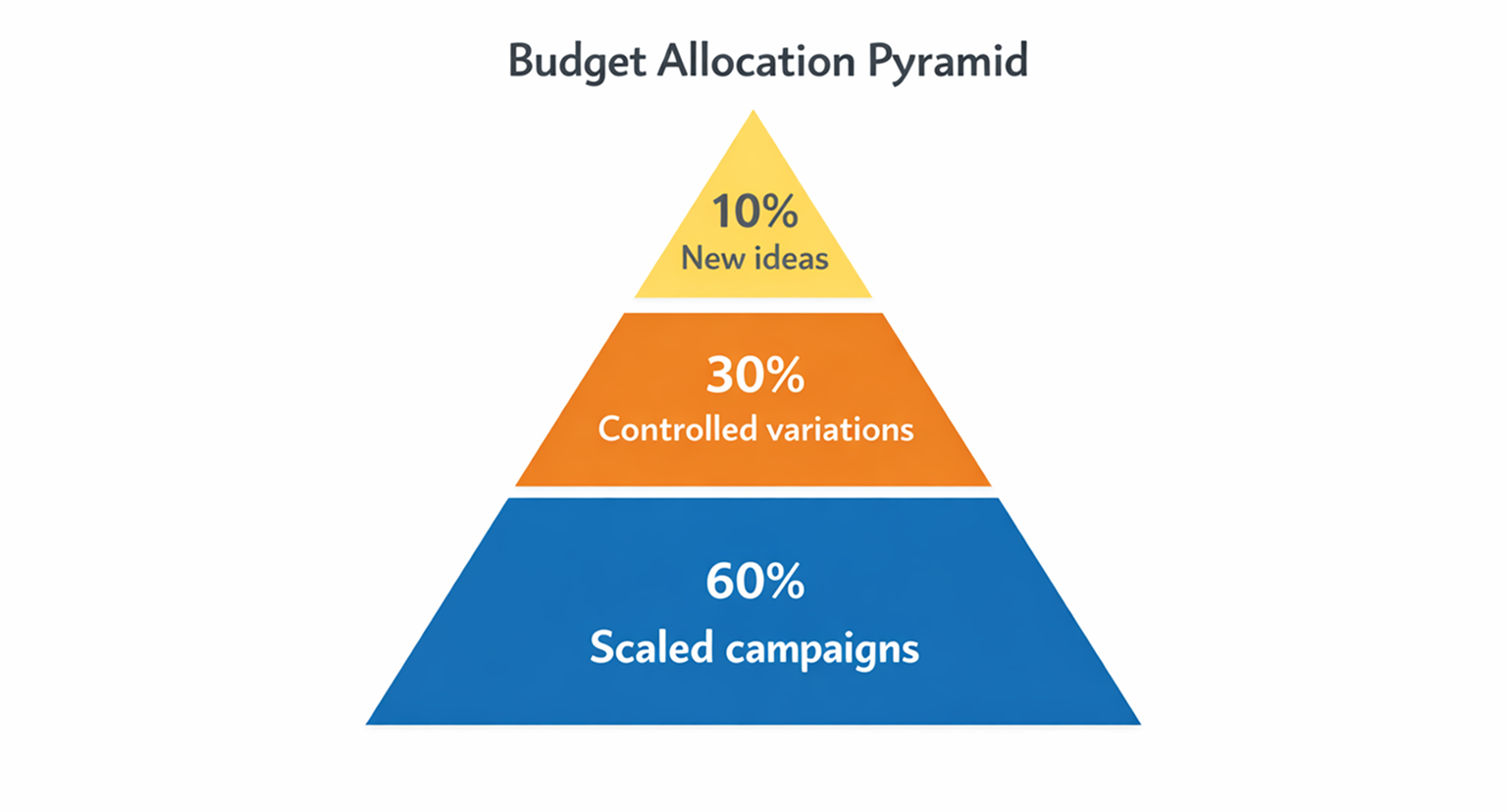 Budget Allocation Pyramid for Ad Spend — Scaled Campaigns, Controlled Variations, New Ideas