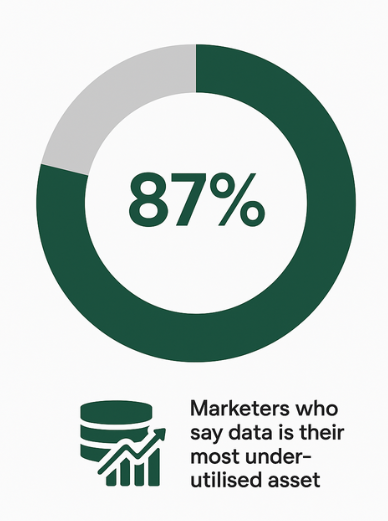 Donut chart illustrating 87 percent of marketers say data is their company’s most under-utilised asset