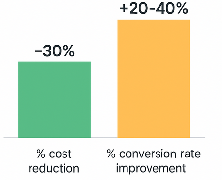 Graphic showing personalised campaigns reduce acquisition cost by 30% and increase conversion rate compared to generic campaigns