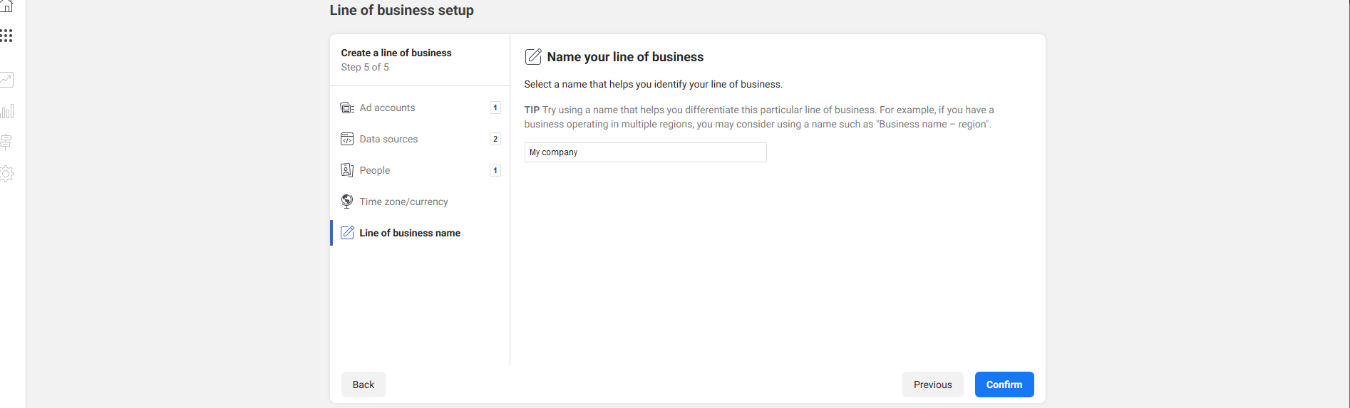 name your ine of business