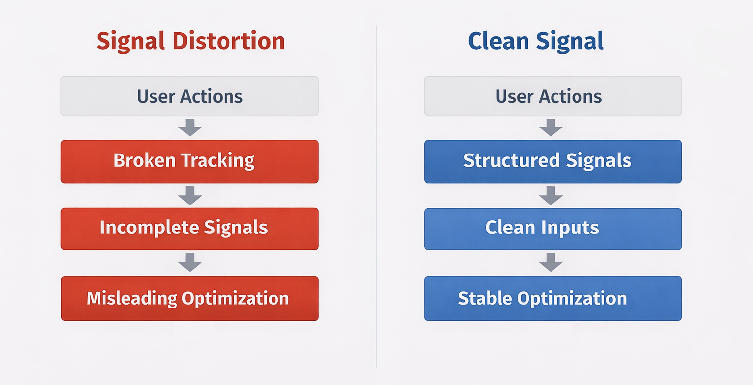 Signal distortion vs clean signal in ad optimization