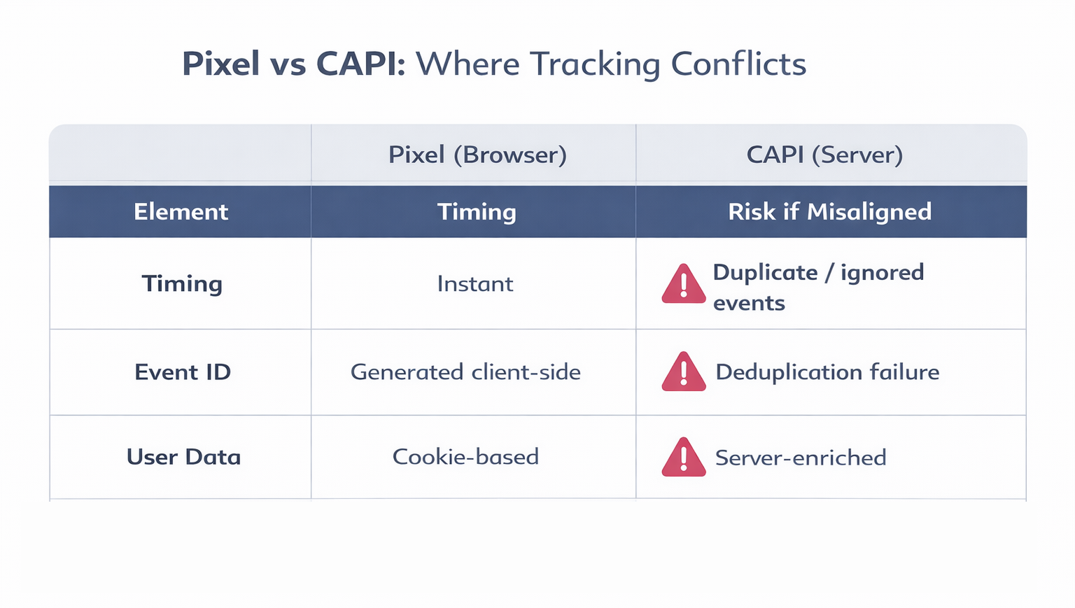 Pixel vs CAPI tracking conflict comparison
