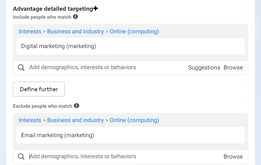 Advantage Detailed targeting exclusions on Facebook