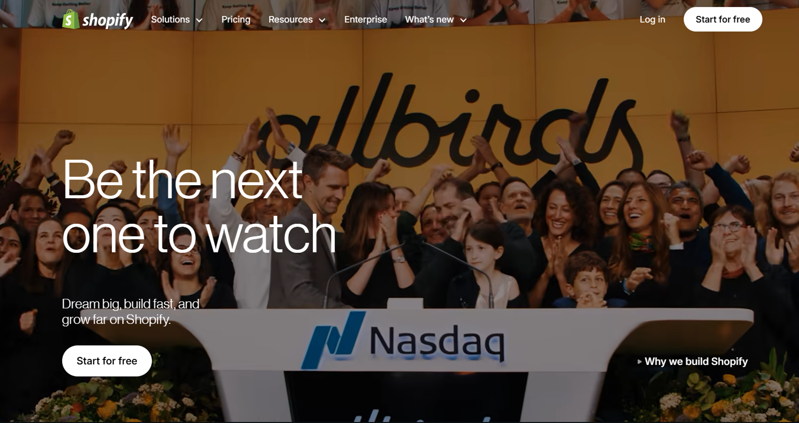 Shopify's landing page