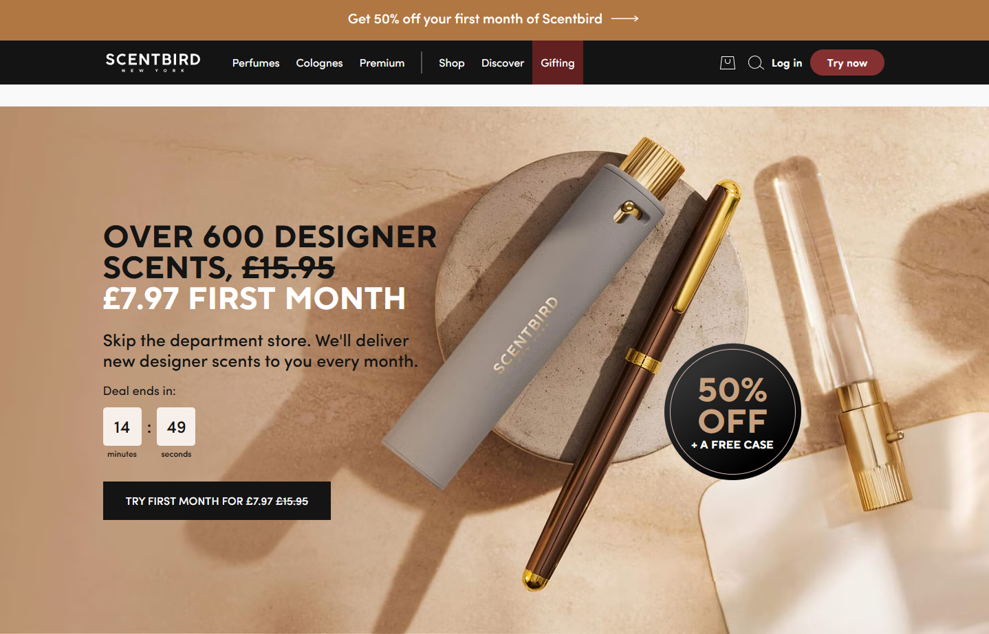 Scentbird's landing page