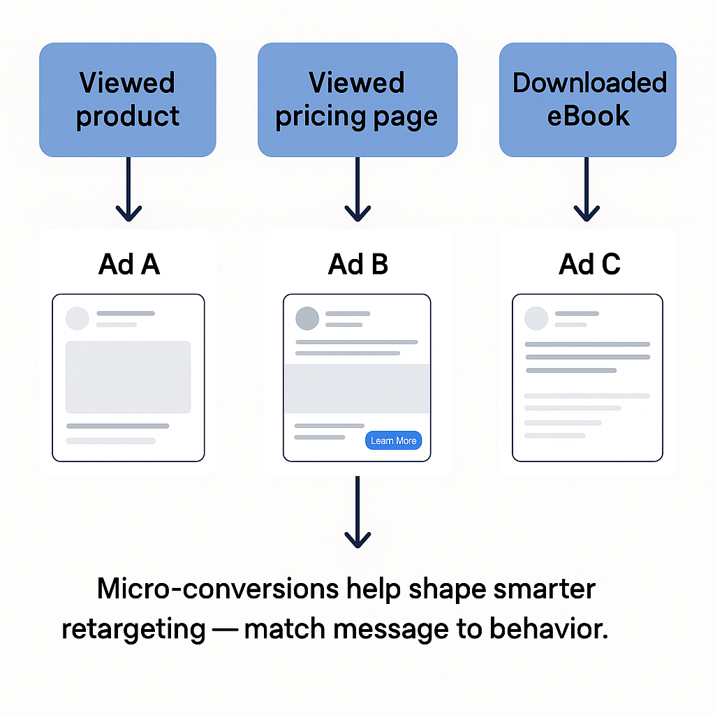 Flowchart showing how different micro-conversions trigger specific retargeting ads