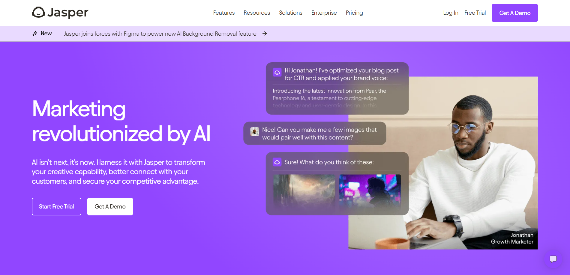 Jasper AI landing page screenshot