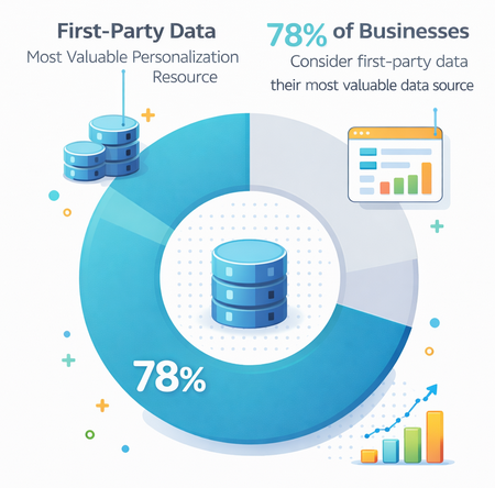 Pie chart showing that 78 percent of businesses consider first-party data their most valuable personalization resource