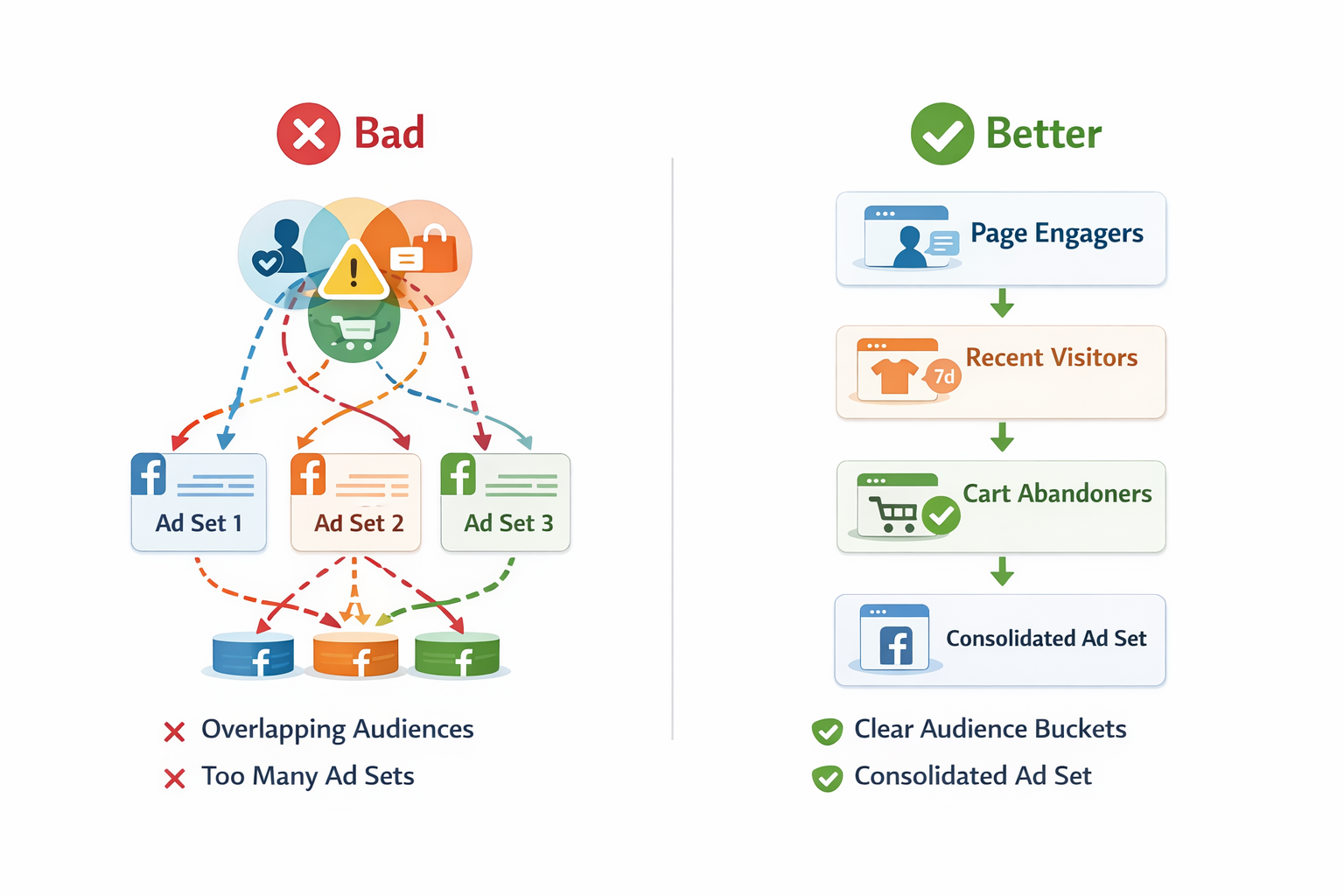 Comparison of poor vs. optimized retargeting structure